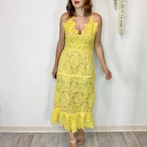 NWOT FOXIEDOX crochet maxi dress v-neck 1731